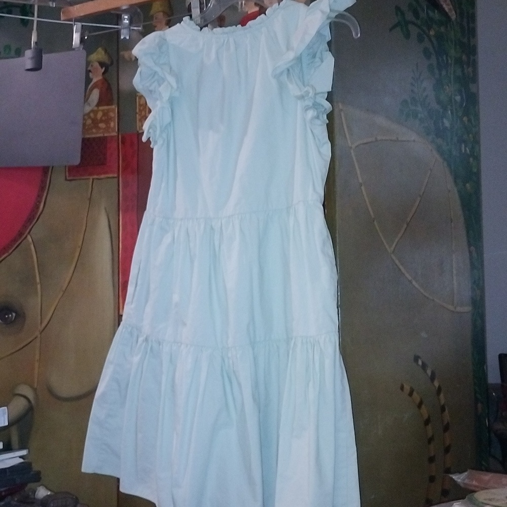 Fun Light Green Ruffle BOHO Dress - Picture 4 of 4